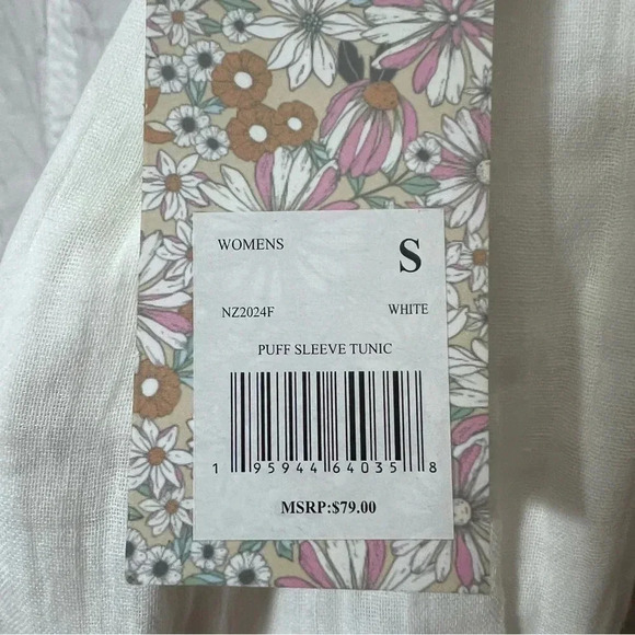 Small Kensie Boho White Tunic Long Sleeve - Picture 4 of 4